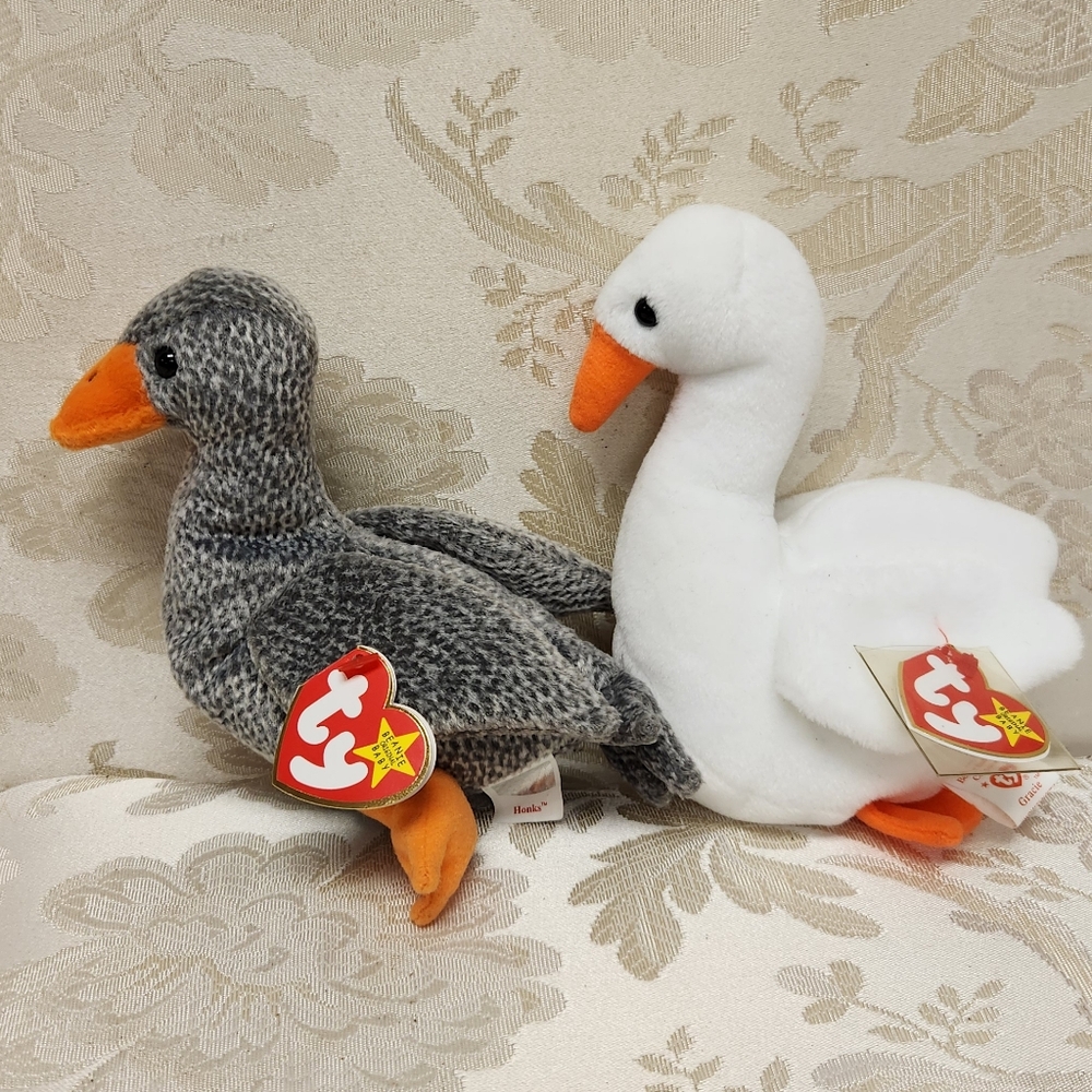 Lot of 2 Beanie babies Honks & Gracie 🪿goose Bird